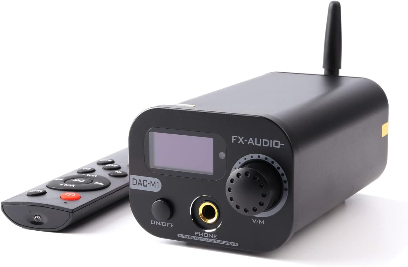 DAC-M1 Bluetooth DAC Amplifier,Audio Converte Video System with ESS9038Q2M XMOS XU208 Chips,BT,Coaxial,Optical Fiber,USB Input,32Bit/768kHz DSD512 Decoder Separator for Home Theater Game Music