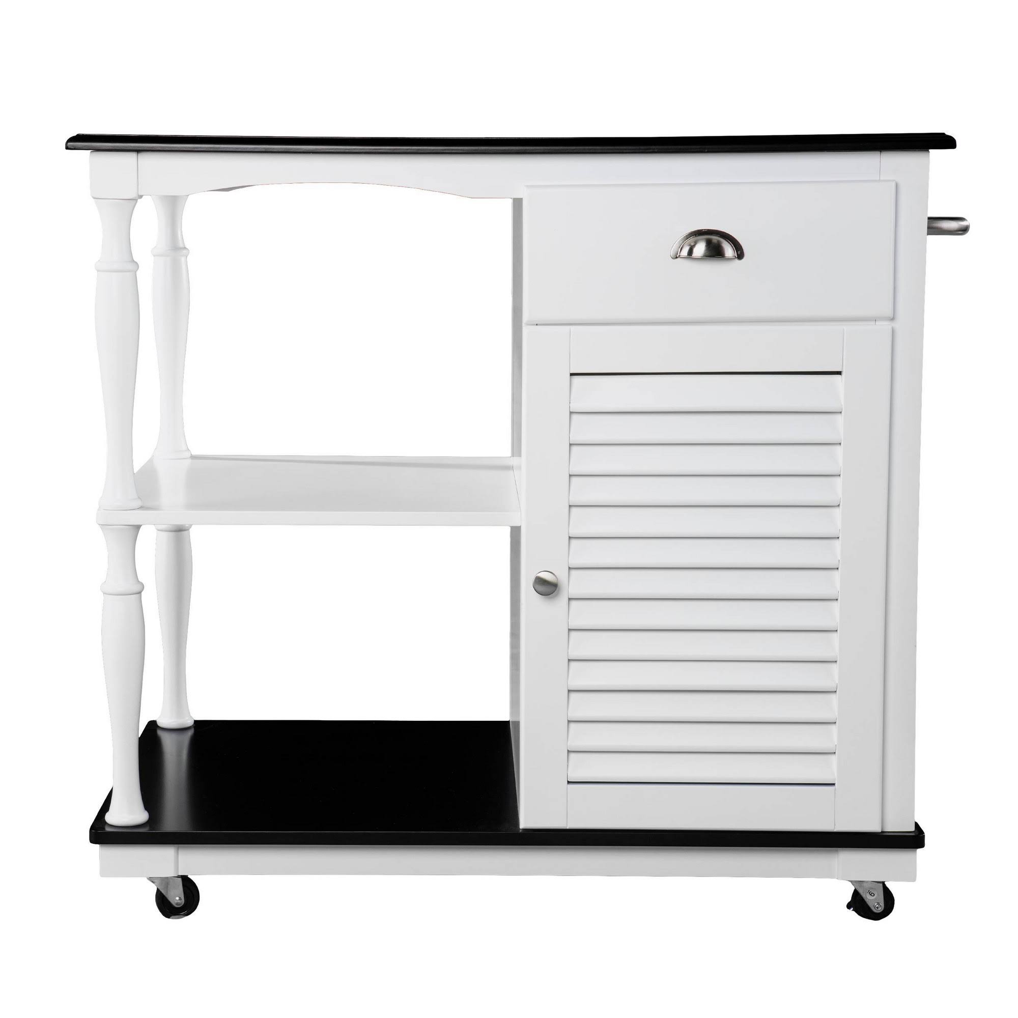 Denrard Rolling Kitchen Island with Storage White/Black - Aiden Lane