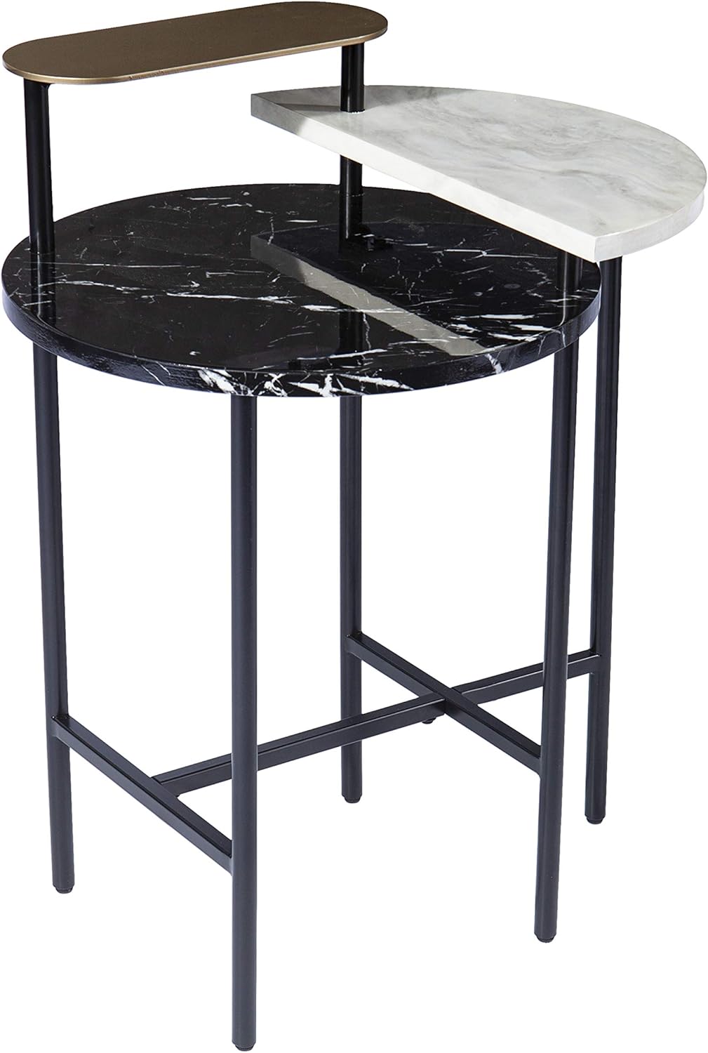 SEI Furniture Arcklid End Table, Black/Gold w/Black and White Faux Marble