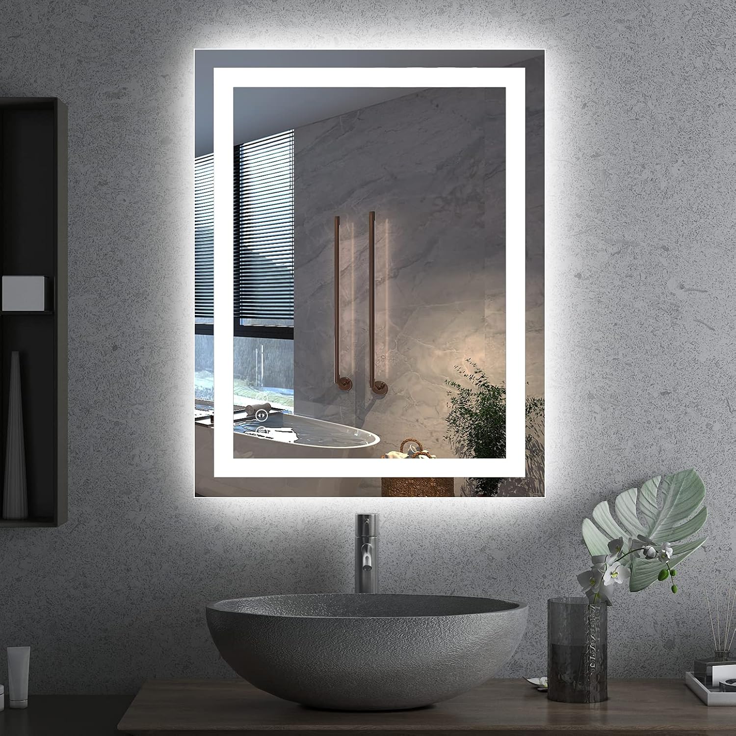 Amorho LED Bathroom Mirror 28x 36, Dimmable Vanity Mirrors with Lights, Anti-Fog, Memory, 3 Colors, Double LED Lights (Backlit + Front-Lighted)