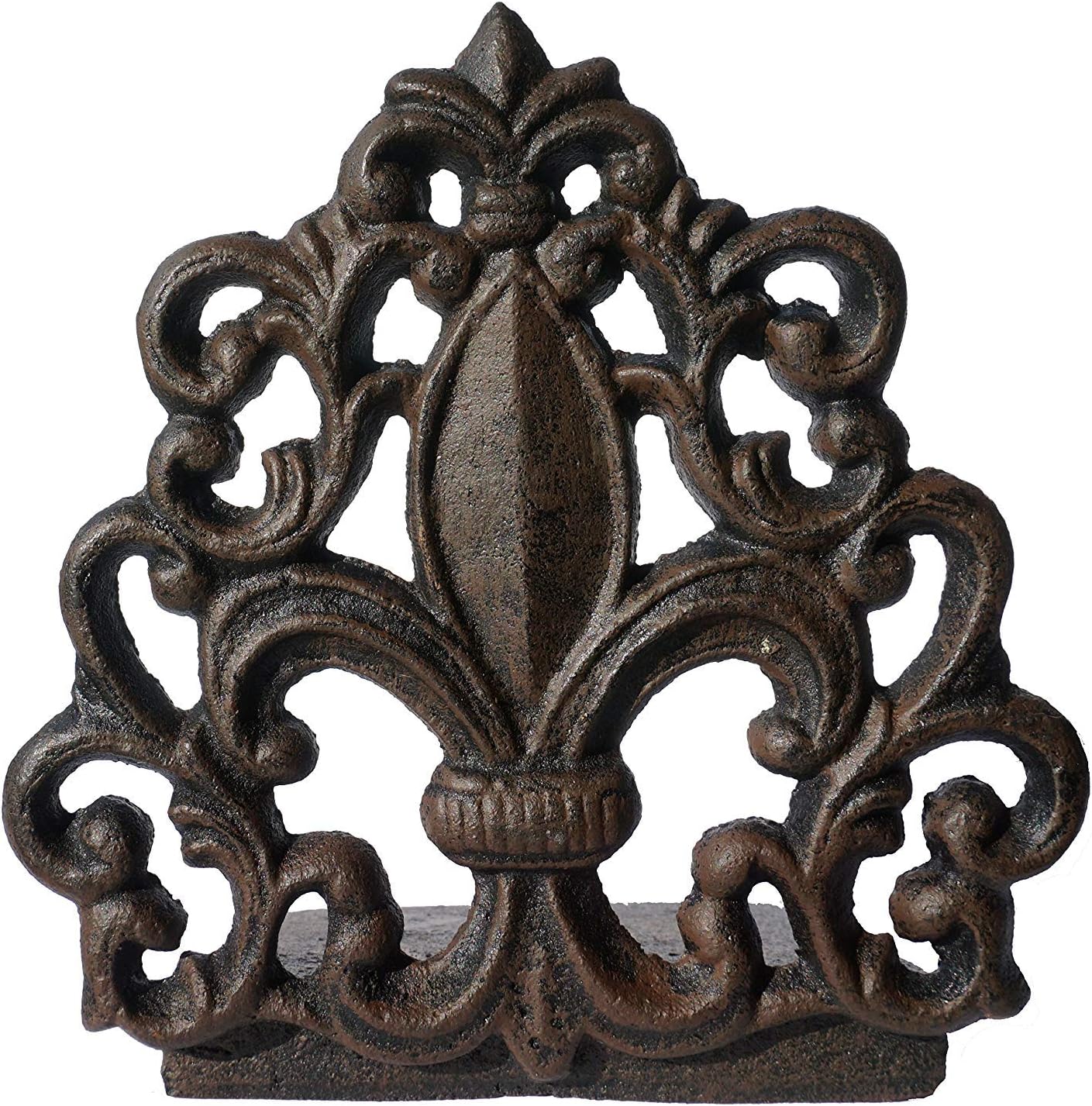 LuLu Decor, Cast Iron Fleur De Lis Door Stop, Door Stopper in Antique Black Finish, Beautiful and Useful Product, Simply Insert Flat Base Underneath Your Door Space, Works Great (2 Piece)