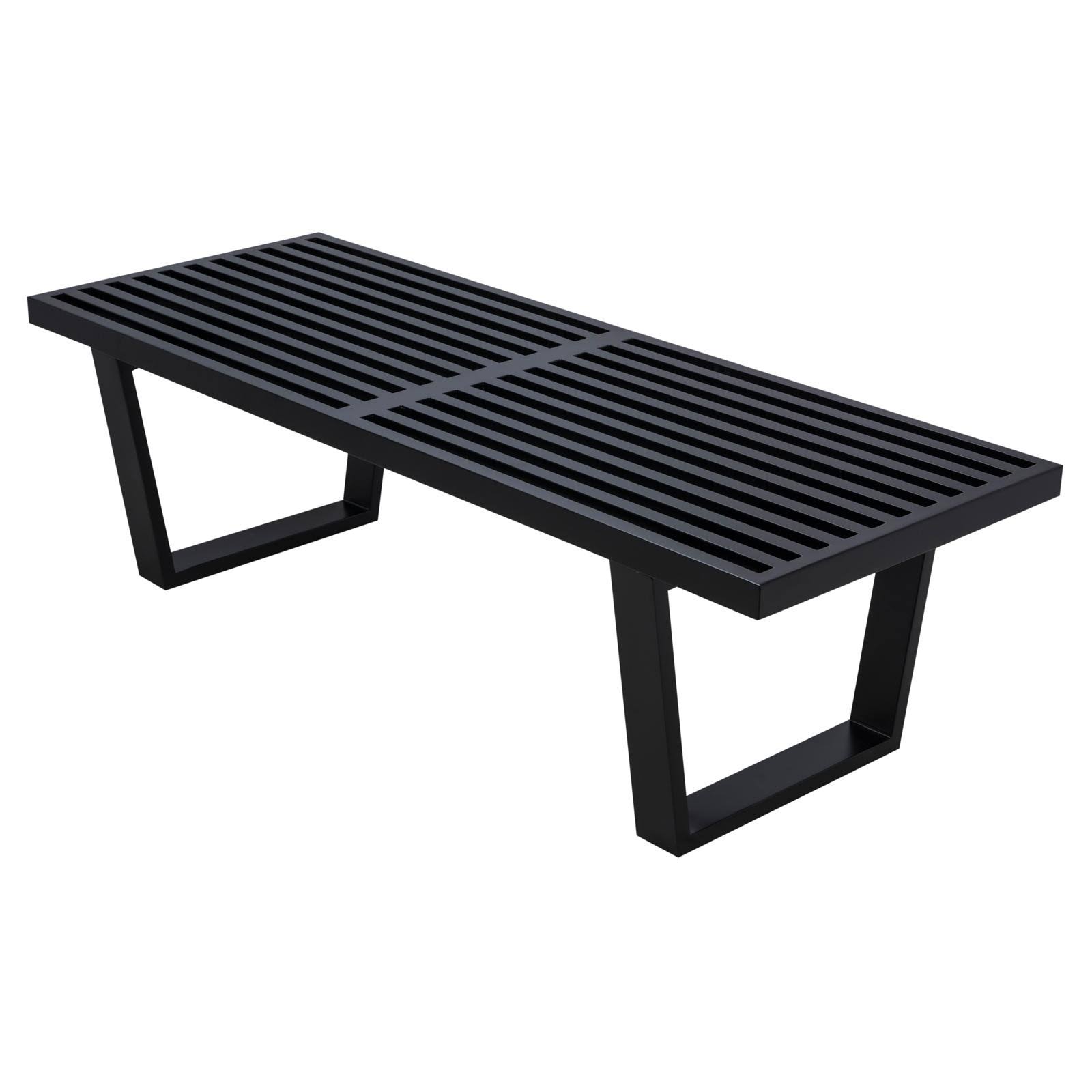 LeisureMod Platform Slat Inwood Bench Black