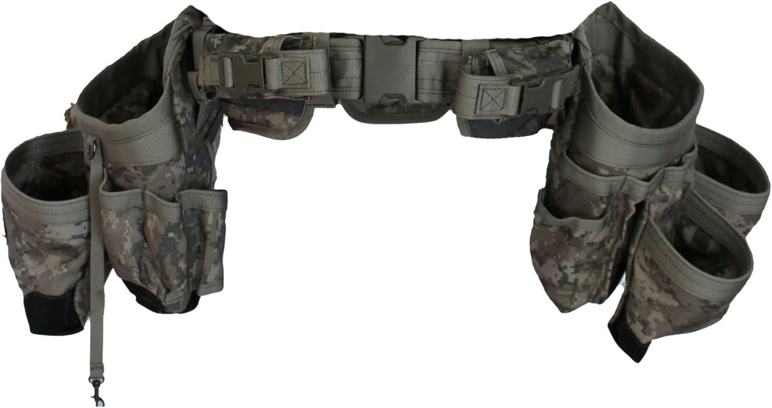 Spec Ops Tool Gear SF-18 Charlie Tactical Tool Belt with Large Tool Pouches, Utility Belt Tool Organizer (Digital Camo, Standard)