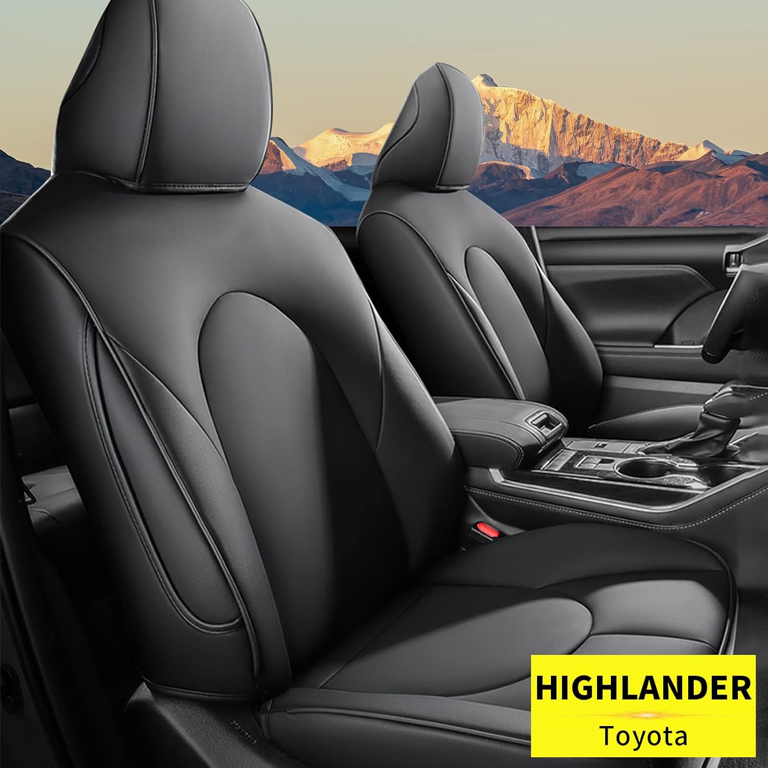 Custom Fit for Toyota 2015 2016 2017 2018 2019 Highlander Faux Leather Car Seat Covers Full Set Compatible Airbag Highlander 8 Passenger 3 Row Seat Protector Black