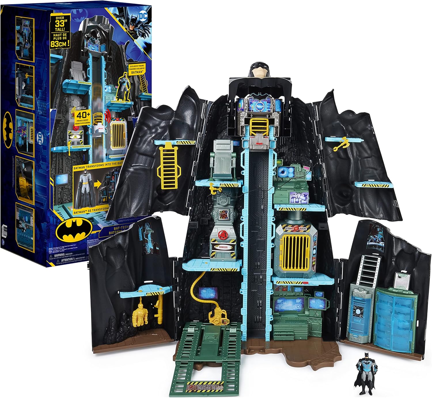 DC Comics Batman, Bat-Tech Batcave, Giant Transforming Playset with Exclusive 4&rdquo; Batman Figure and Accessories, Kids Toys for Boys Aged 4 and Up