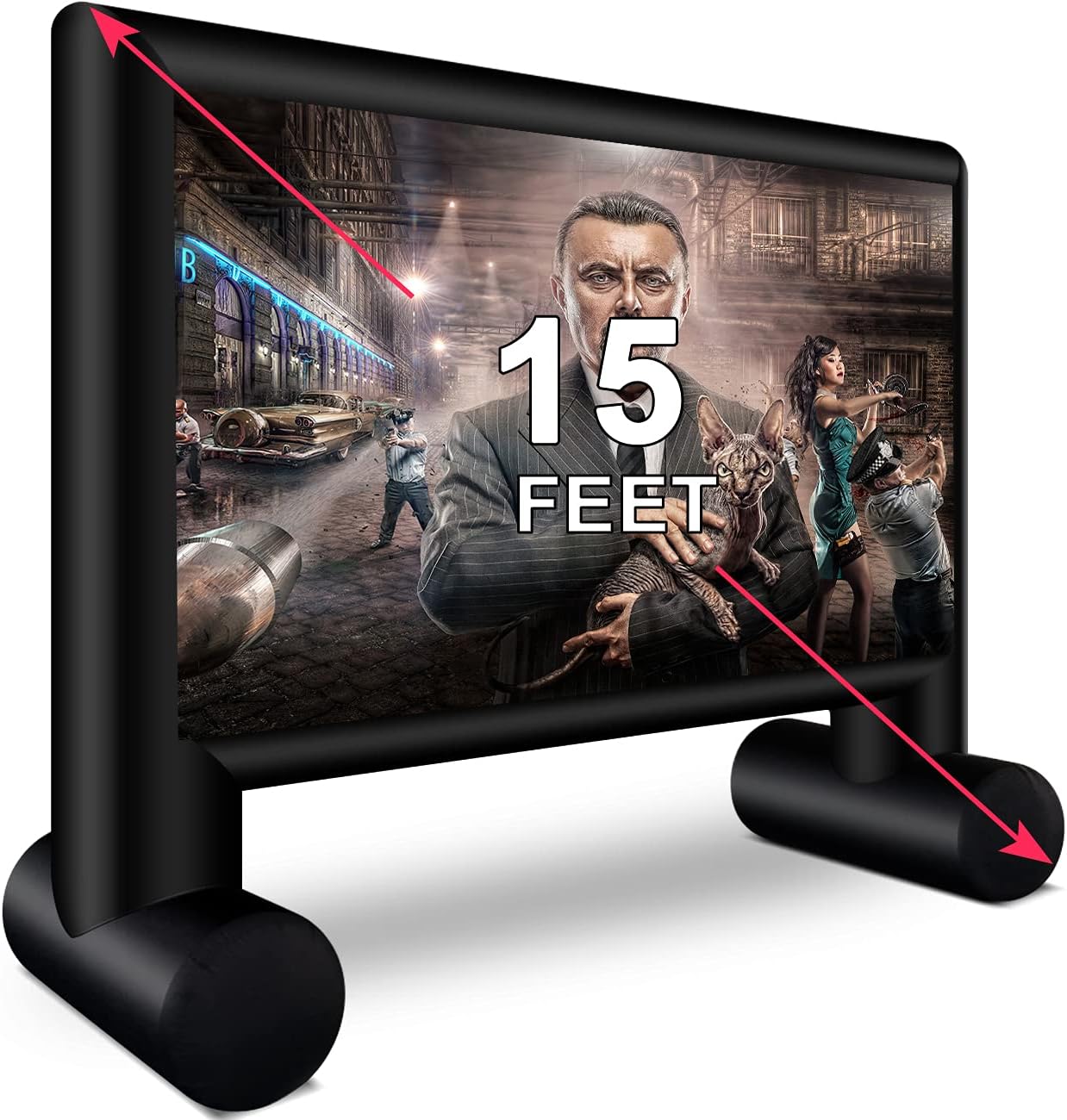 15' Inflatable Outdoor Projector Movie Screen -Package with Rope, Blower + Tent Stakes - XHYCPY Inflatable Projection Movies Screens Great for Outdoor Backyard Pool Fun (15feet)