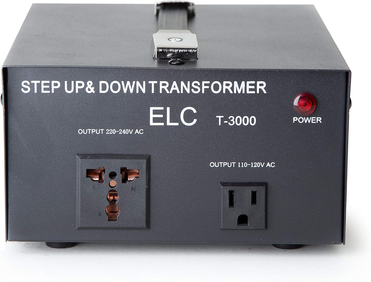 ELC T-3000 3000-Watt Voltage Converter Transformer - Step Up/Down - 110V/220V - Circuit Breaker Protection [3-Years Warranty], black