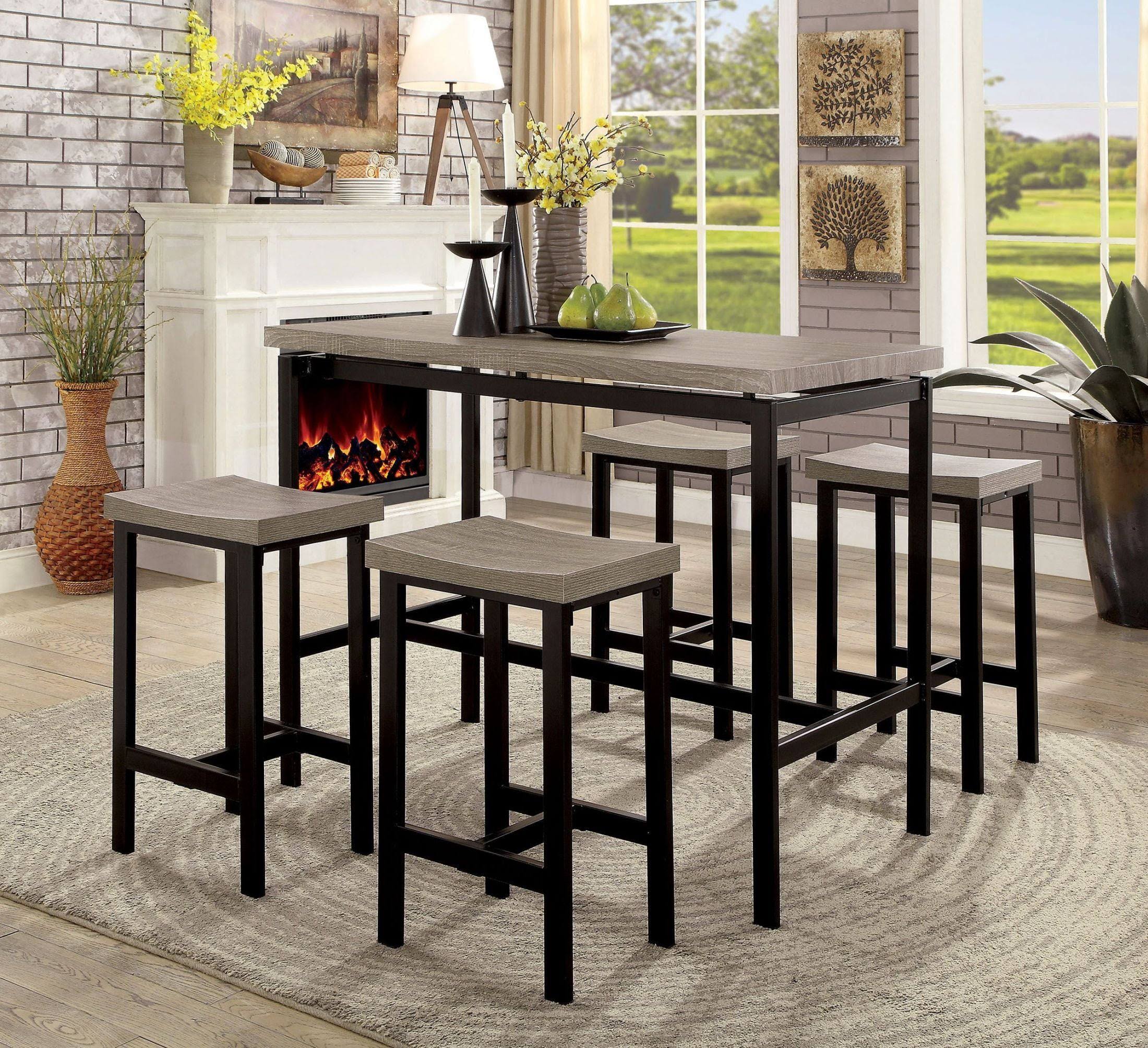 Vilvoorde Natural Tone and Black Counter Height Table Set