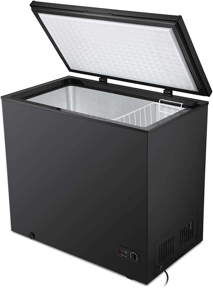 Kismile 5.0 Cubic Feet Chest Freezer with Removable Basket Free Standing Top Open Door Compact Freezer with Adjustable Temperature for Home/Kitchen/Office/Bar (5.0 Cubic Feet, White)&hellip;