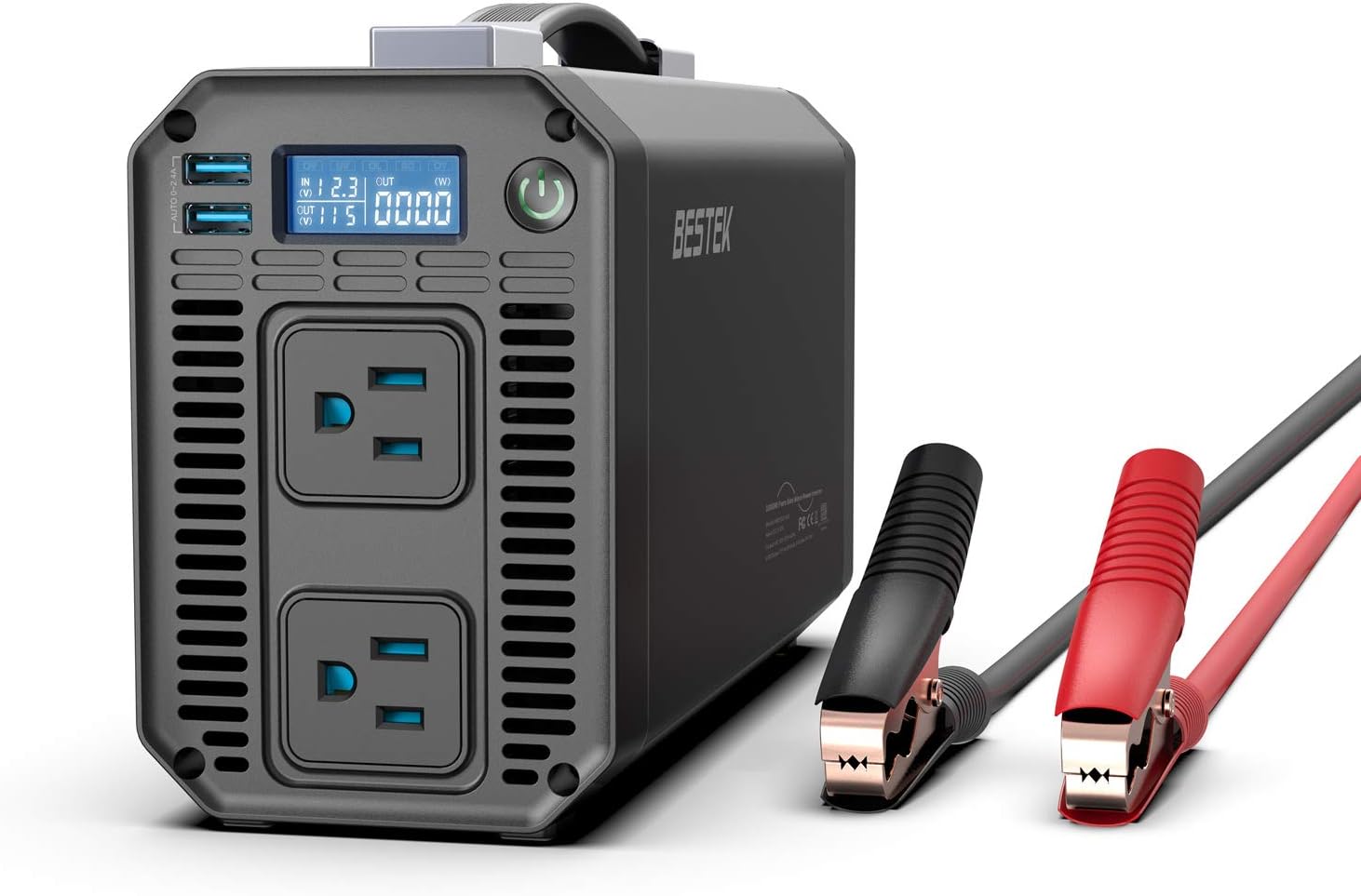 BESTEK 1000W Pure Sine Wave Power Inverter DC 12V to 110V AC Car Inverter with Digital LCD Display 4.2A Dual USB Charging Ports