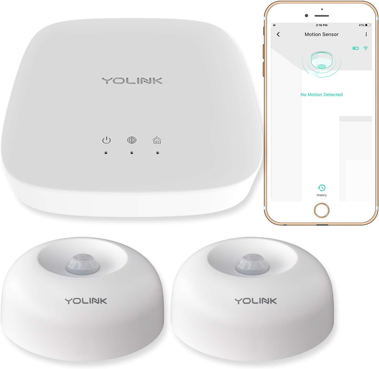 Smart Motion Sensors, YoLink 1/4 Mile World's Longest Range Wireless Indoor Motion Detector Compatible with Alexa IFTTT, Movement Detector App Alerts Remote Monitor, 2 Pack, YoLink Hub Included Pack of 2