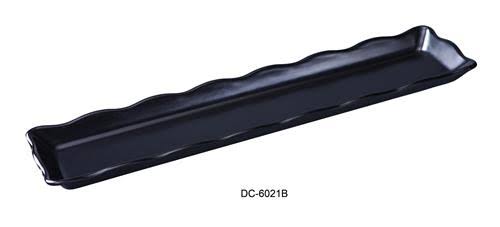 Yanco DC-6021B Deli Collection Scallop Edged Display Tray, 21x22 Length, 5.25x22 Width, 1x22 Height, Melamine, Black Color, Pack