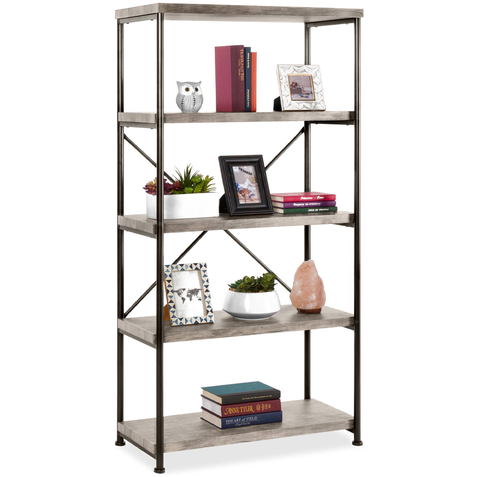 Best Choice Products 5-Tier Rustic Industrial Bookshelf Display Decor - Black
