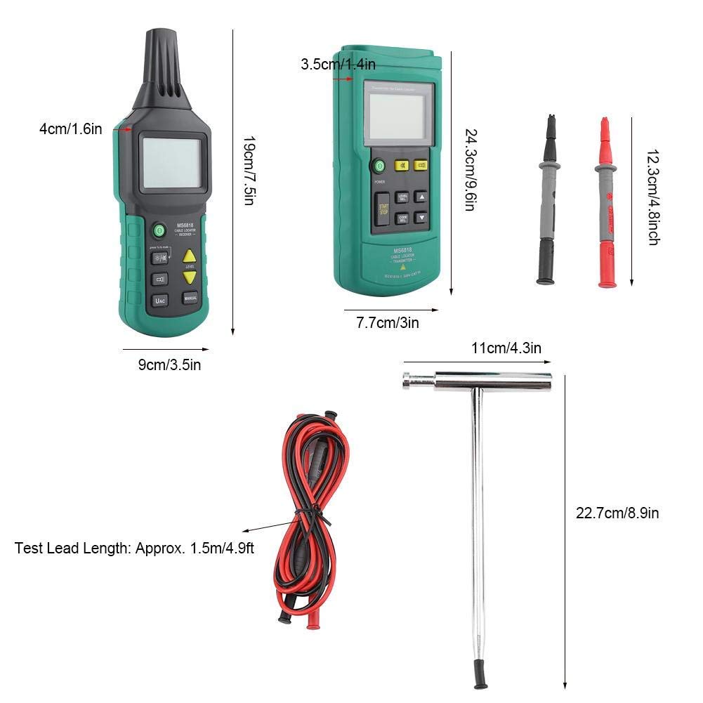 Walfront Cable Locator, MS6818 12V-400V AC/DC Underground Wire Cable Locator Metal Pipe Detector Tester Line Tracker Cable Location Device Easily Cable Finder