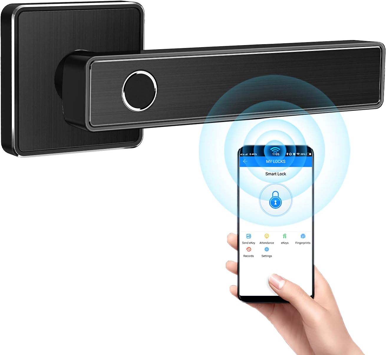 Tiffane Keyless Entry Door Lock, Smart Lock, Biometric Fingerprint Door Lock, Smart Lever Door Lock, Smart Door Handle, Bluetooth Wifi Door Lock, Digital Door Lock with Key for Smart Home(White) Pack of 2