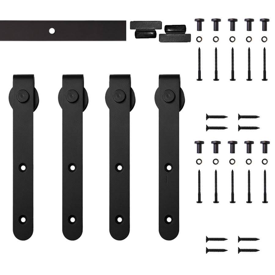 Quiet Glide 6 ft. Black Round Hook Mini Sliding Barn Door Hardware Kit for Double Furniture Wood Doors | NT.1310.01.08-72-2