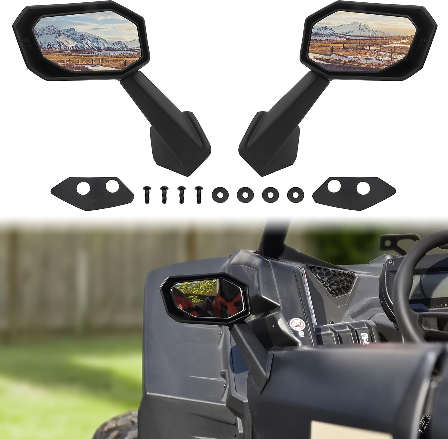 Folding Front Door Rear View Side Mirrors for Maverick X3, SAUTVS Ajustable Premium High-Definition Side Mirrors for Can-Am Maverick X3 / X3 MAX 2017-2021 Accessories(2PCS, Replace #715004236)