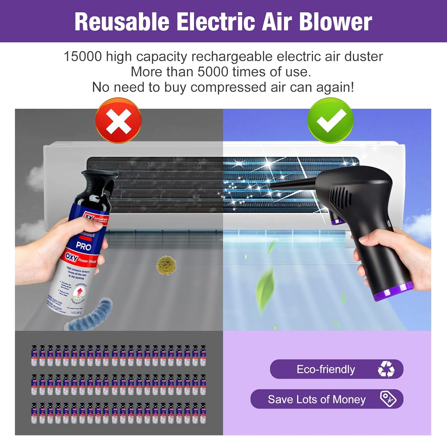 Lantoo Electric Cordless Air Duster for Computer Cleaning, Rechargeable 15000 Capacity Battery, Powerful 36000 RPM, Typc-C Fast Charging, Replaces Compressed Air Cans Spray Gas Cans Pack of 2