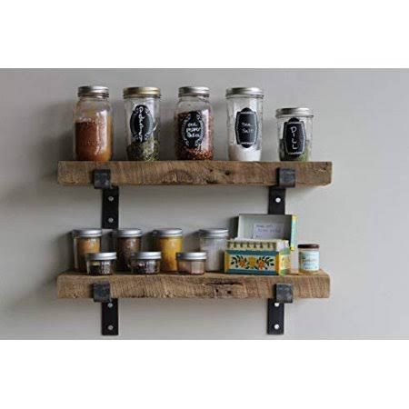 Reclaimed Wood Accent Shelves Rustic Industrial - Amish Handcrafted in Lancaster County PA - Set of Two | 24 Inches (Genuine Sal
