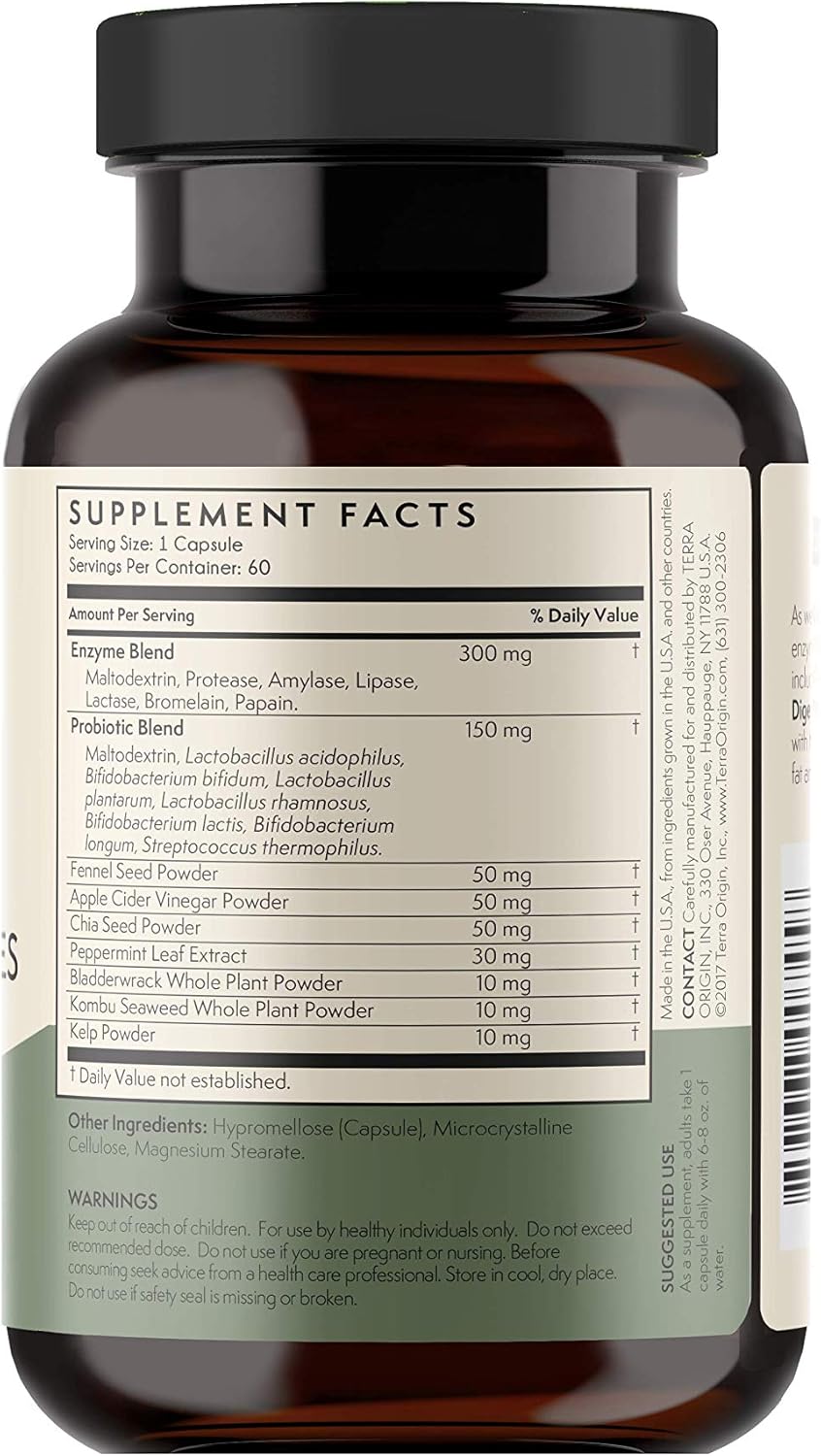 Terra Origin - Digestive Enzymes with Probiotics | Supports Healthy Digestion | Bromelain, Lactase, Amylase, Lipase | Made in The USA, Gluten-Free | 60 Servings Pack of 2
