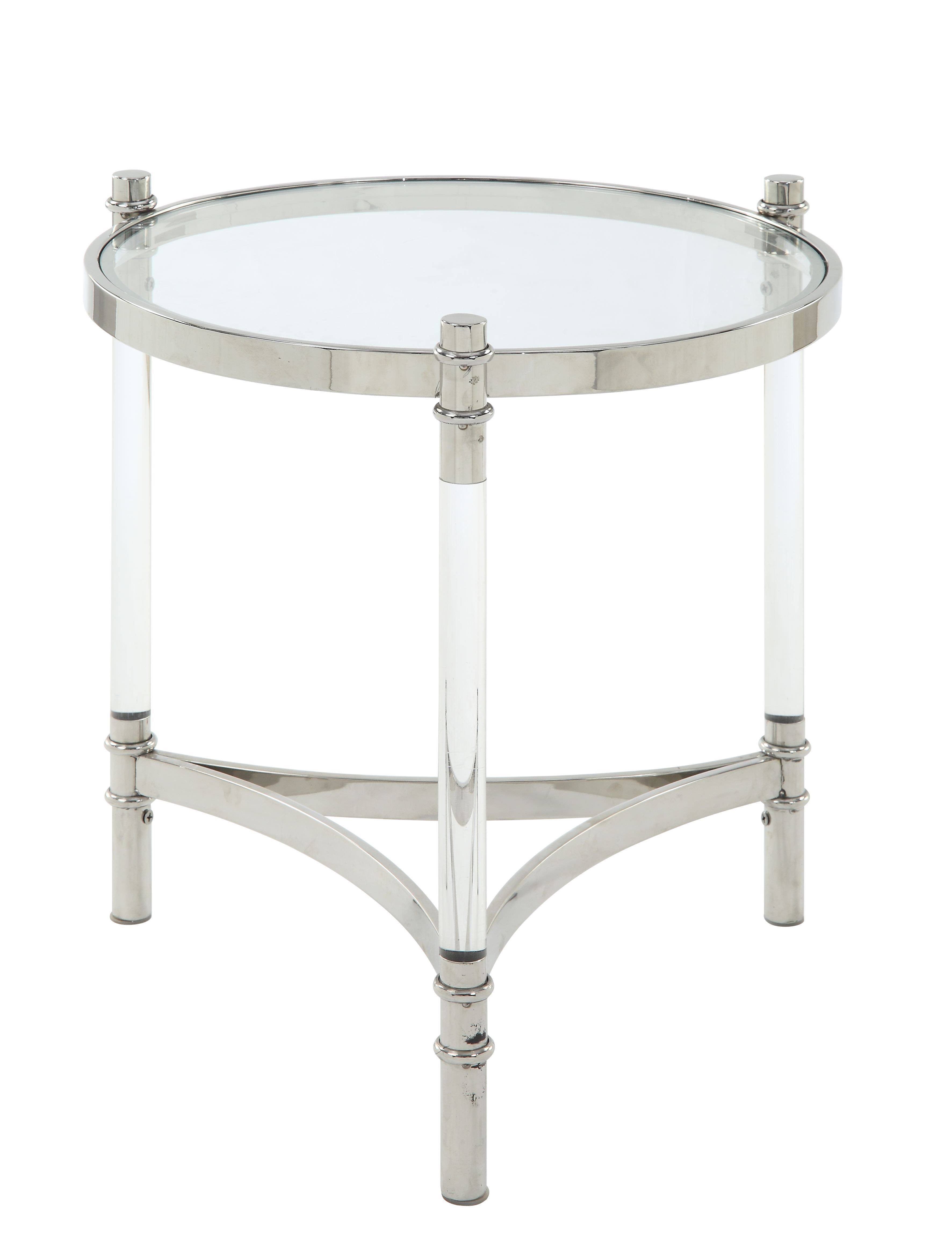 Acme Peony End Table, Clear Acrylic, Stainless Steel u0026 Clear Glass