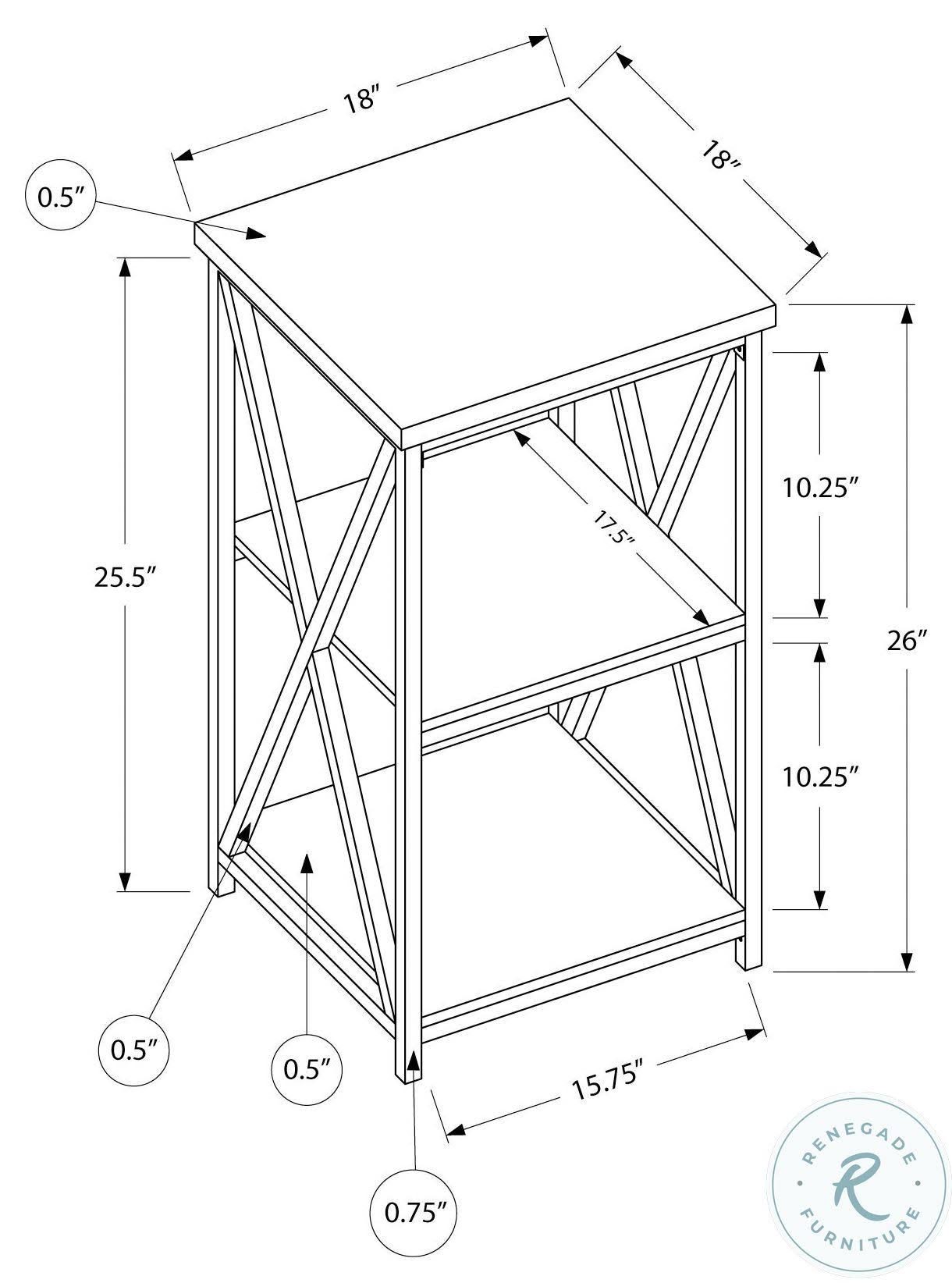 Monarch Specialties I 3595 Accent Table - 26x22H / Black Marble / Black