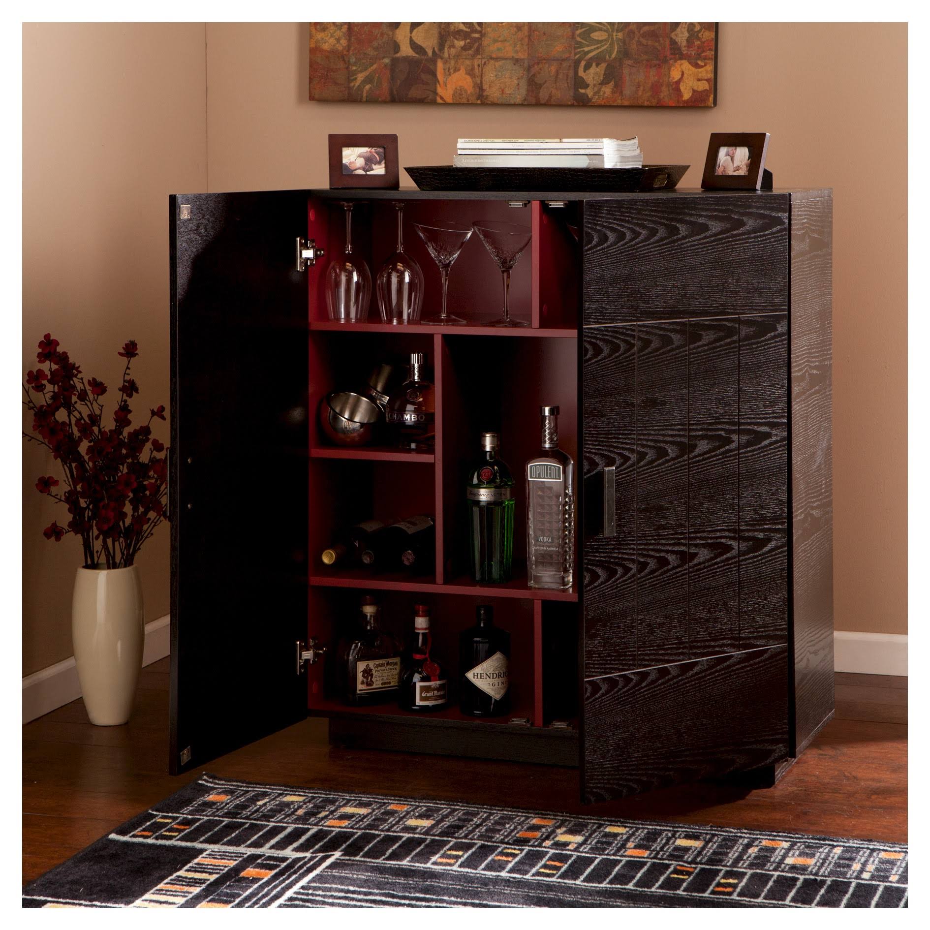 Elgin Bar Cabinet Wood Black Aiden Lane
