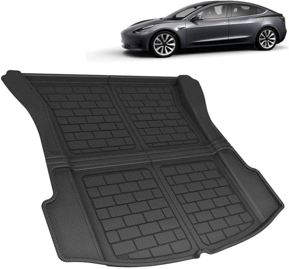 BASENOR Tesla Model 3 3D Cargo Liner Rear Trunk Mat 2016 2017 2018 2019 2020 2021 2022 Pack of 2
