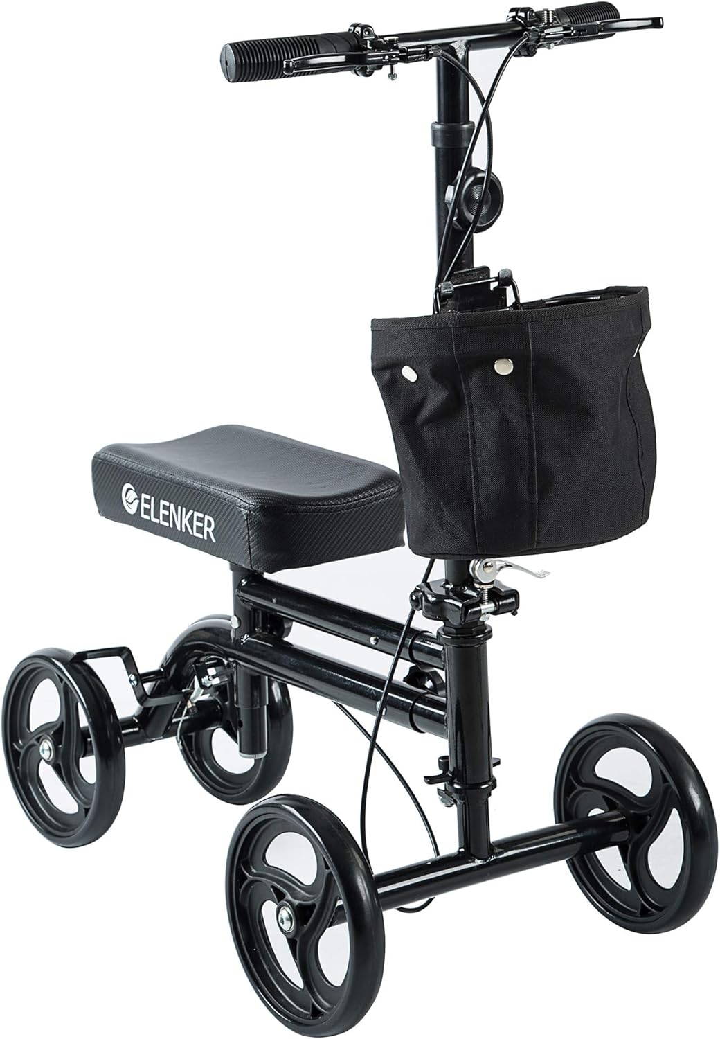 ELENKER Knee Scooter Economy Knee Walker with Dual Braking System for Injury or Surgery to The Foot, Ankle Injuries Black