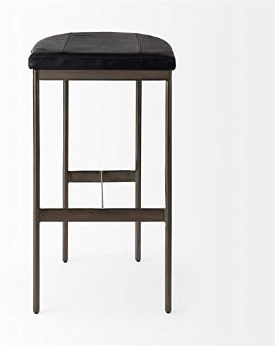 Millie 16.5L x 18.0W x 30.0H Black Leather Seat W/ Metal Frame Bar Stool