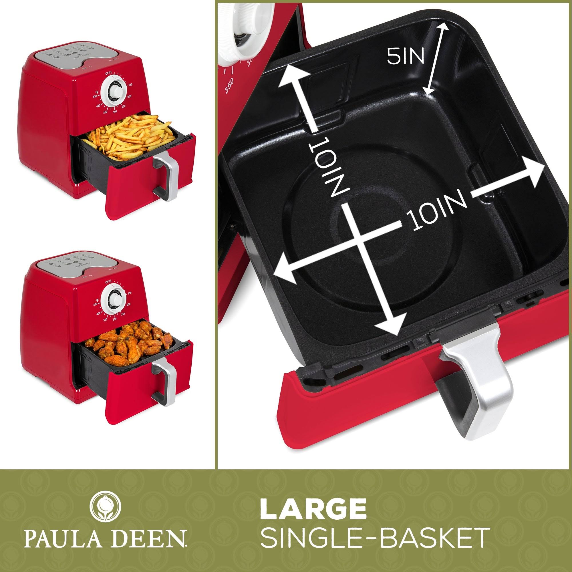 Paula Deen 8.5qt (1700 watt) Large Air Fryer, Rapid Air Circulation System, Square Single Basket System - Black