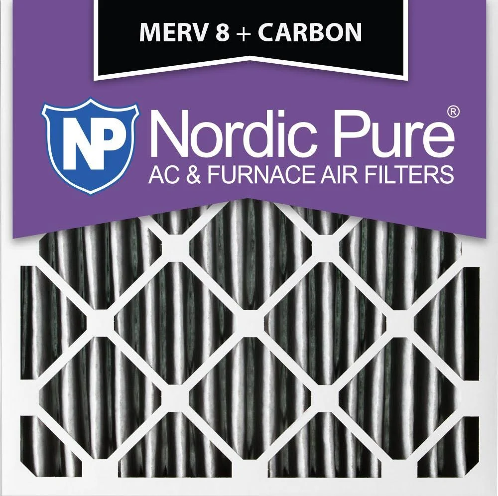 Nordic Pure 24x24x1 Pleated MERV 8 Plus Carbon AC Furnace Filters QTY 6