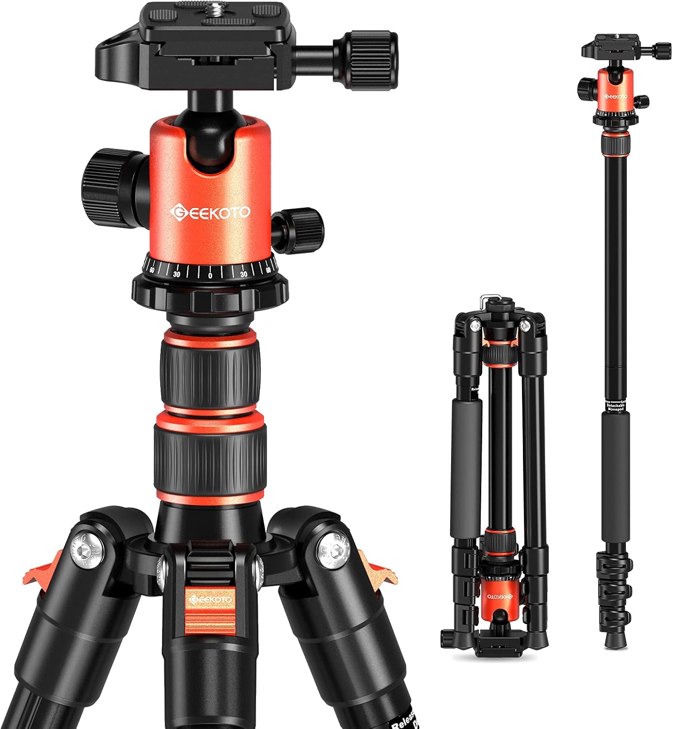 GEEKOTO 58” DSLR Tripod, Compact Aluminum Alloy Lightweight Camera Tripod with 360 Degree Panorama Ball Head, Professional Camera Tripod for Travelling, Learning and Working Pack of 2