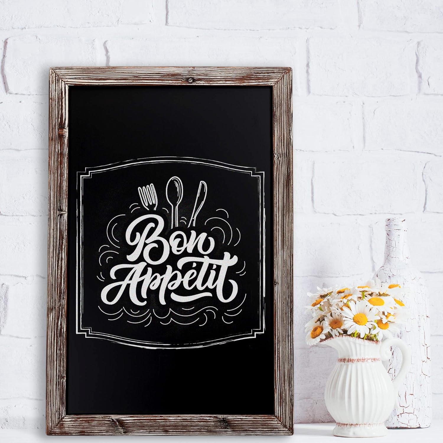 Barnyard Designs Rustic Distressed Brown Magnetic Framed Chalkboard Sign, Vintage Farmhouse Wall Hanging Display Board, Use with Liquid or Traditional Chalk, for Menu, Kitchen, or Wedding, 30” x 20” Pack of 2