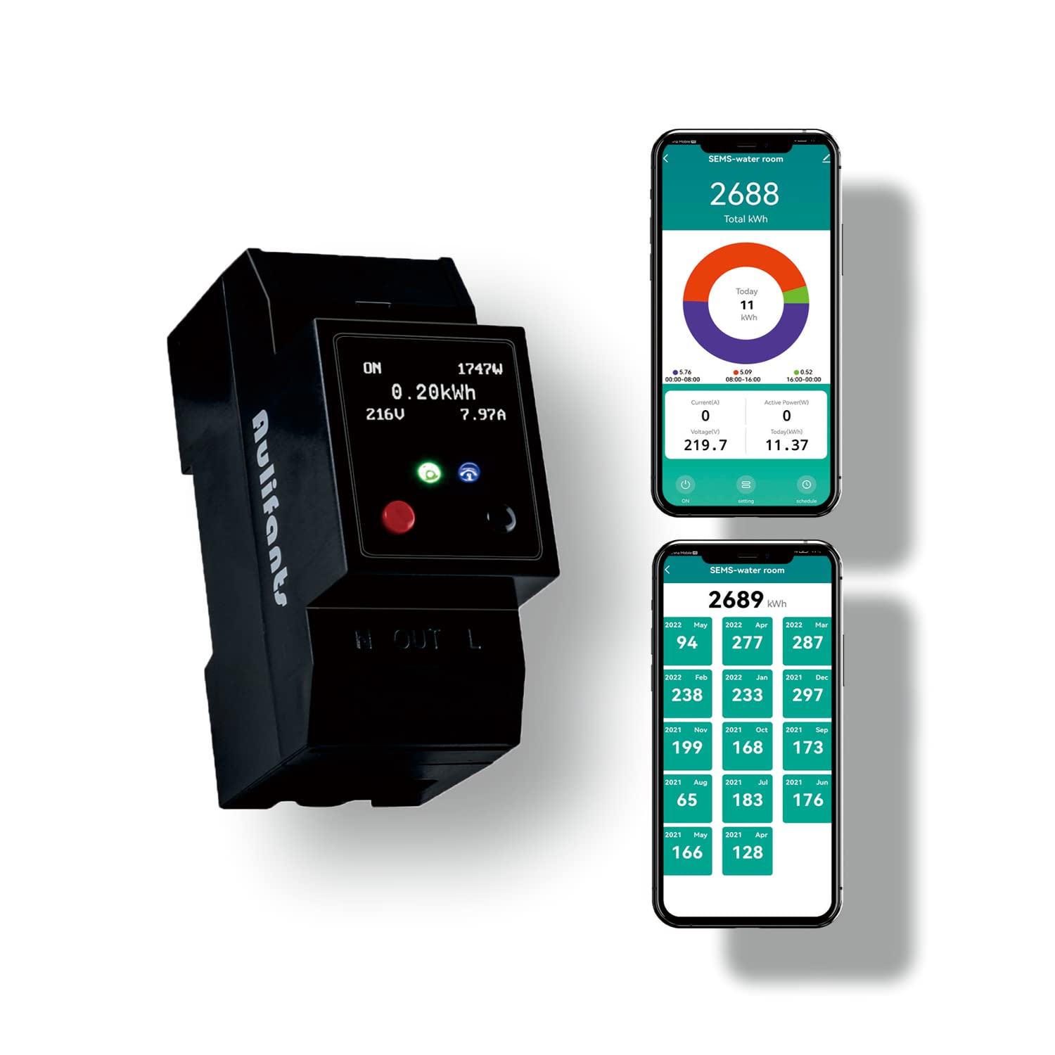 APP Remote Turn ON Off Schedule Save Money Smart Energy Monitor Switch Breaker Single Phase AC Electricity Usage Real Time WiFi Over Under Current Voltage Protect Google Assistant Alexa