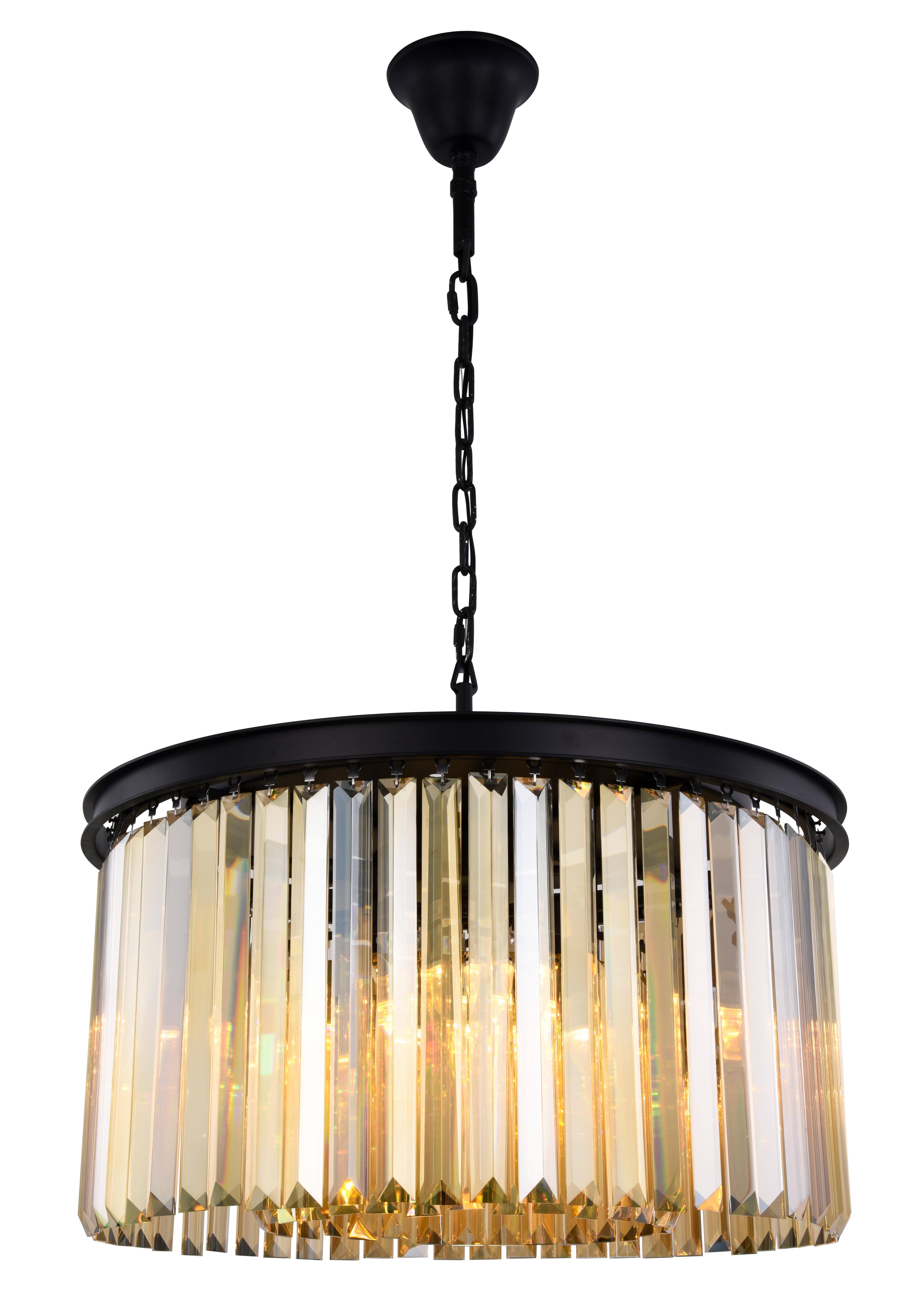 Elegant 1238D26MB-GT/RC Sydney 8 Light Matte Black Chandelier