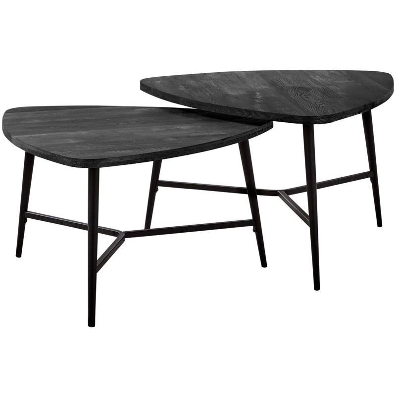 Pemberly Row 2 Piece Contemporary Wood Top Nesting Coffee Table Set in Black - PR-4753-2014496