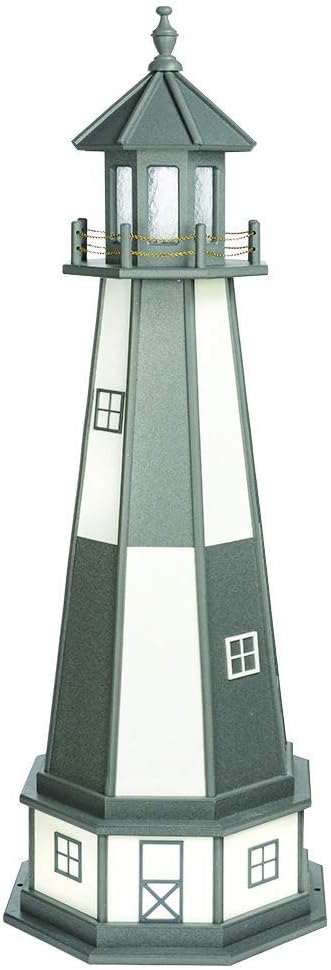 DutchCrafters Decorative Lighthouse with Base - Wood, Cape Henry Style (Black/White, 4)