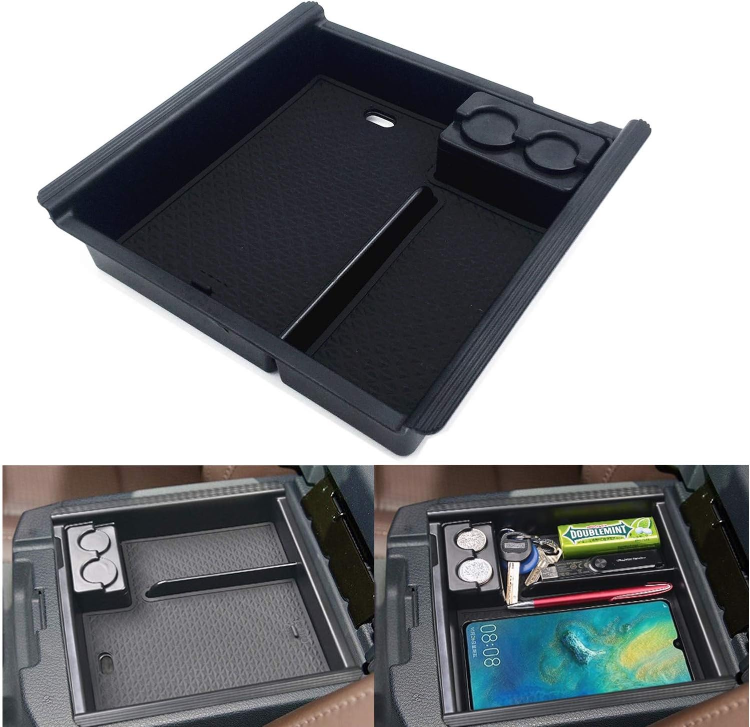 JOJOMARK Compatible with Toyota Tacoma Accessories Center Console Tray Organizer Armrest Box Secondary Storage Fits for 2022 2021 2020 2019 2018 2017 2016 Tacoma (Black)
