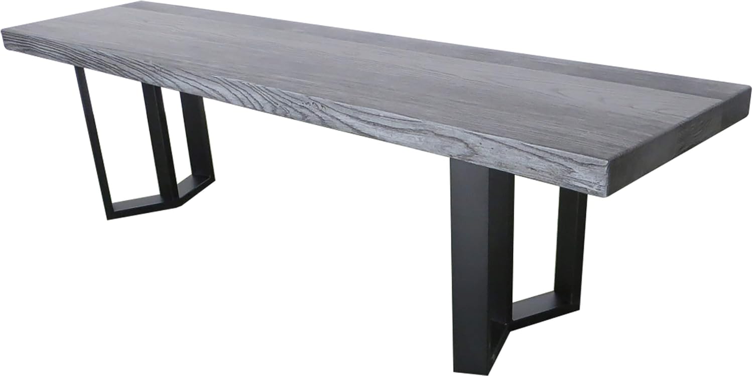 Christopher Knight Home Verona Outdoor Lightweight Concrete Dining Bench, Textured Grey Oak / Black