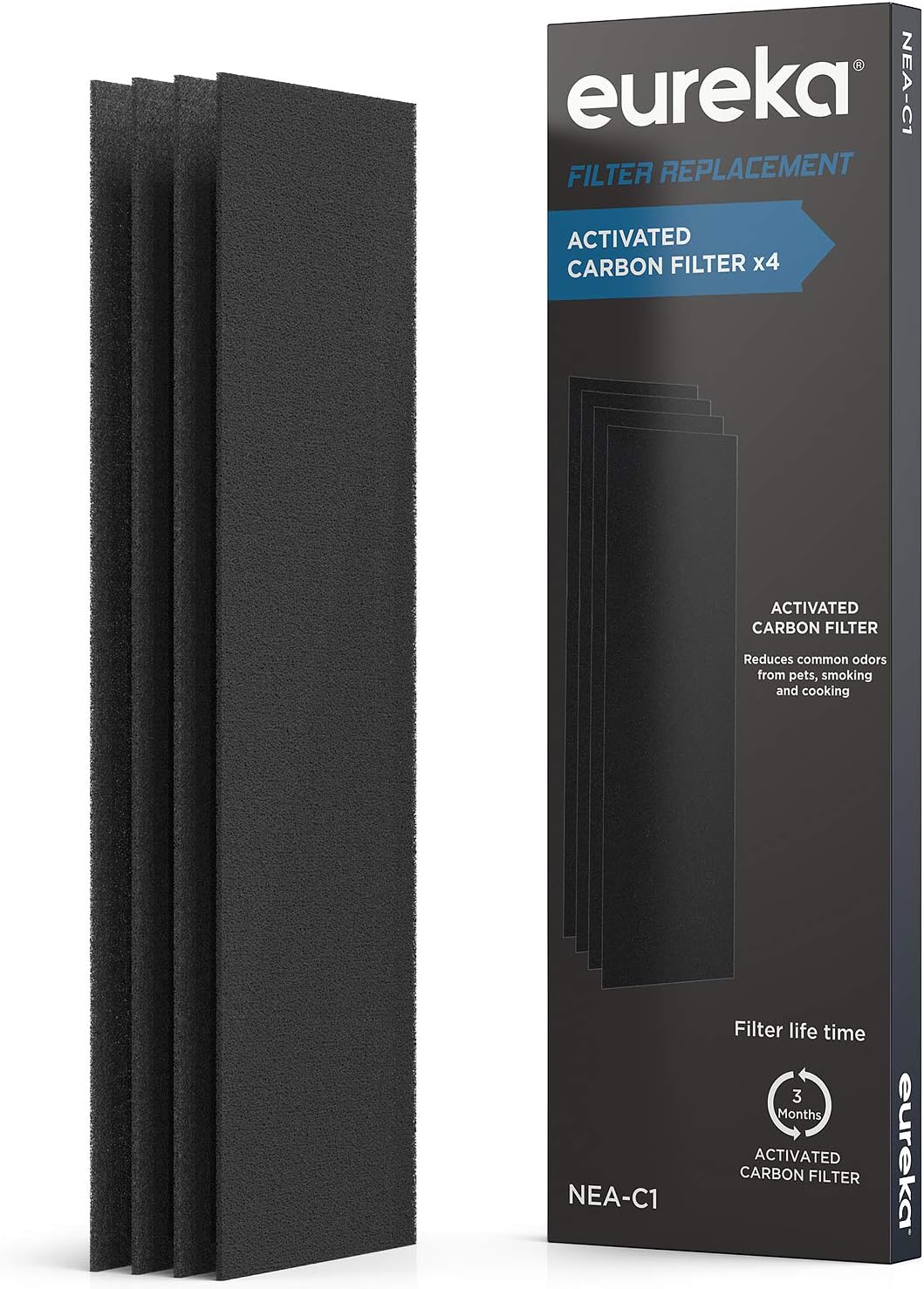 Eureka Instant Clear 26' NEA120 Purifier 3-in-1 True HEPA Air Cleaner with Carbon Activated Filter and UV LED, for Allergies, Pollen, Pets, Odors, Smoke, Dust, Black