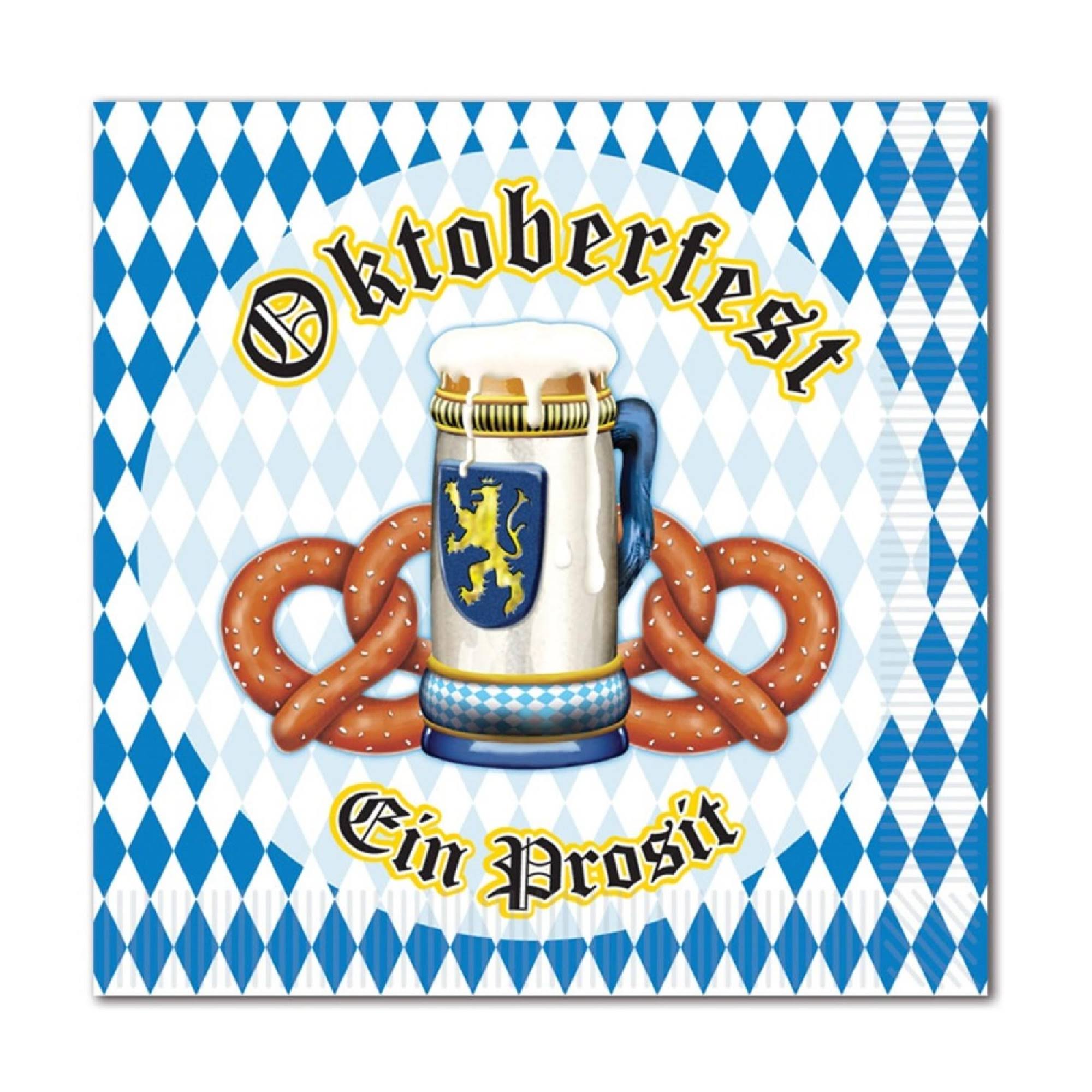 Party Central Club Pack of 192 Blue and White German Oktoberfest 2-Ply Beverage Napkins 31560052