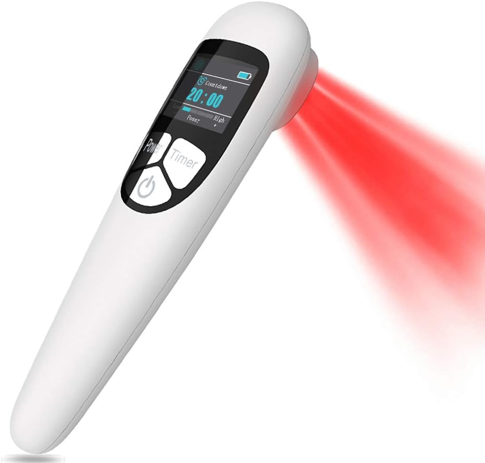 Red Light LED Device with Display, Handhold, Low Level Infrared Light for Knee, Shoulder, Back, Joint and Muscle, Safe for Pet, 4 Power/4 Timer, 3x808nm+13x650nm