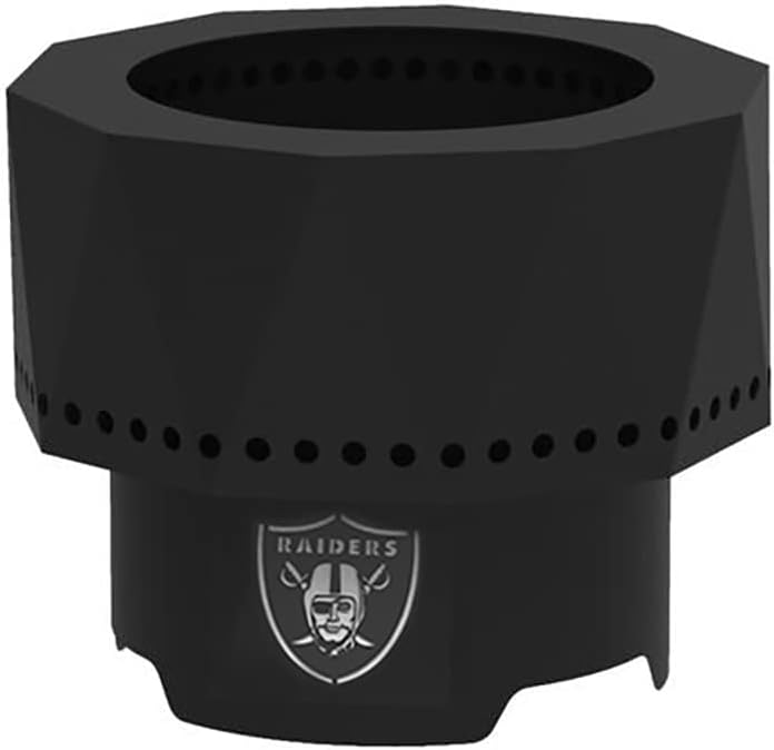 Blue Sky Outdoor Living NFL Las Vegas Raiders Ridge Portable Steel Smokeless Fire Pit with Carrying Bag & Spark Screen Kit, Firewood & Wood Pellet,Black,PFP1513-RAIDERS