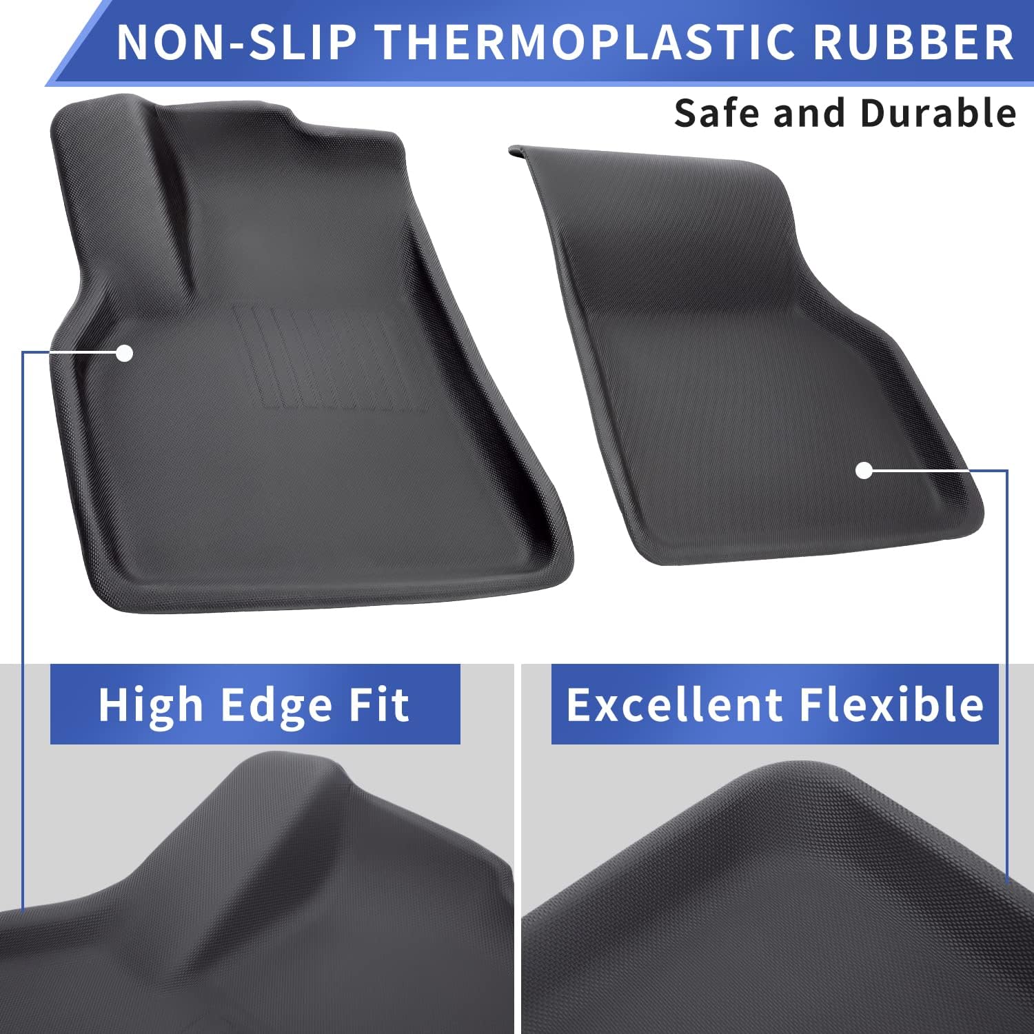 Sumli for Tesla Model Y Floor Mats 2021 2022, TPR All Weather Floor Mats for Tesla Model Y, Upgraded 3D Waterproof Floor Liners, for Tesla Model Y Accessories