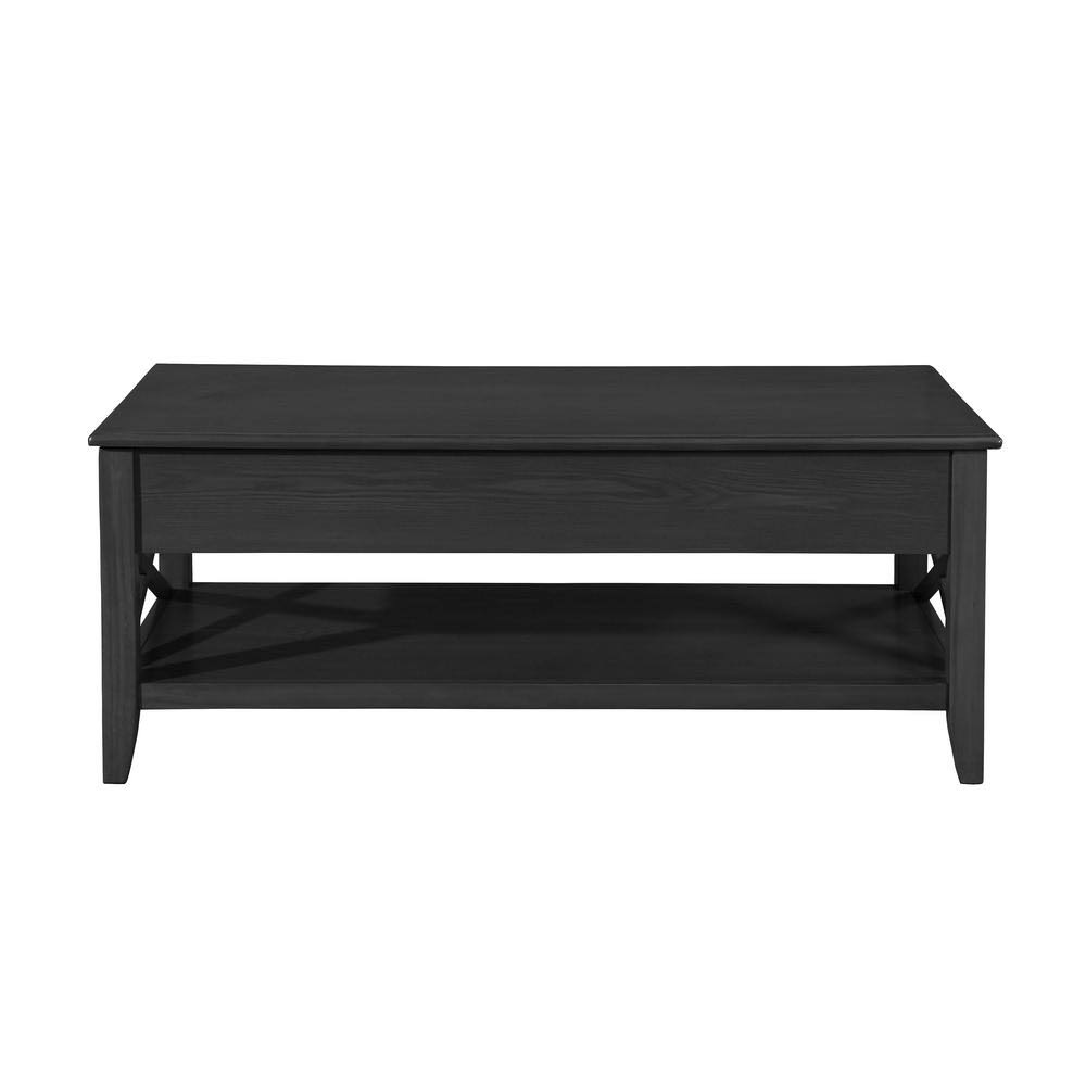Noble House Moses Farmhouse Faux Wood Lift Top Coffee Table, Black