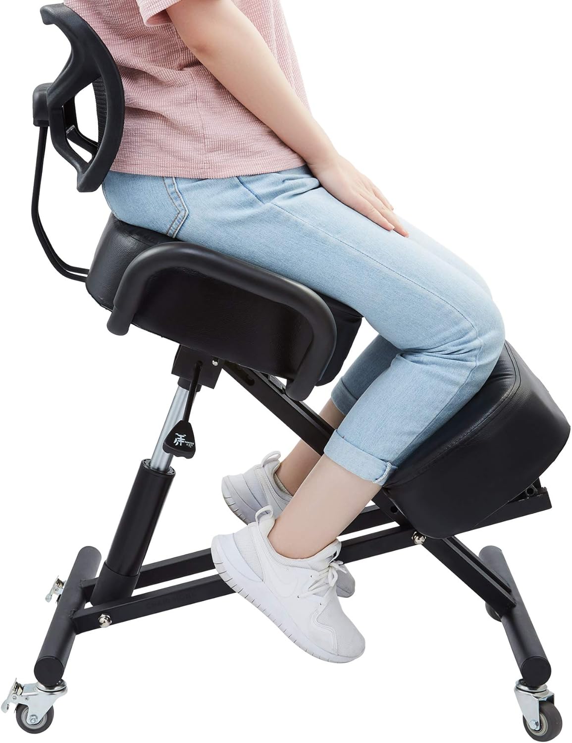 VONOYA Kneeling Chair with Back Support | Ergonomic Office Chair for Home or Office Desk | Adjustable Posture-Improving Desk Chair with Wheels and Thick Cushions, Black