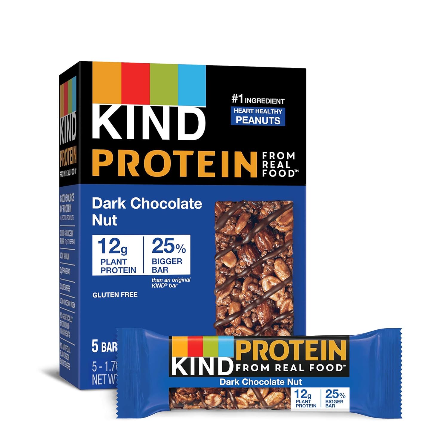 KIND Protein Bars Dark Chocolate Nut, Gluten Free, 12g Protein, 1.76 Oz, Double Dark Chocolate Nut, 30 Count Pack of 2