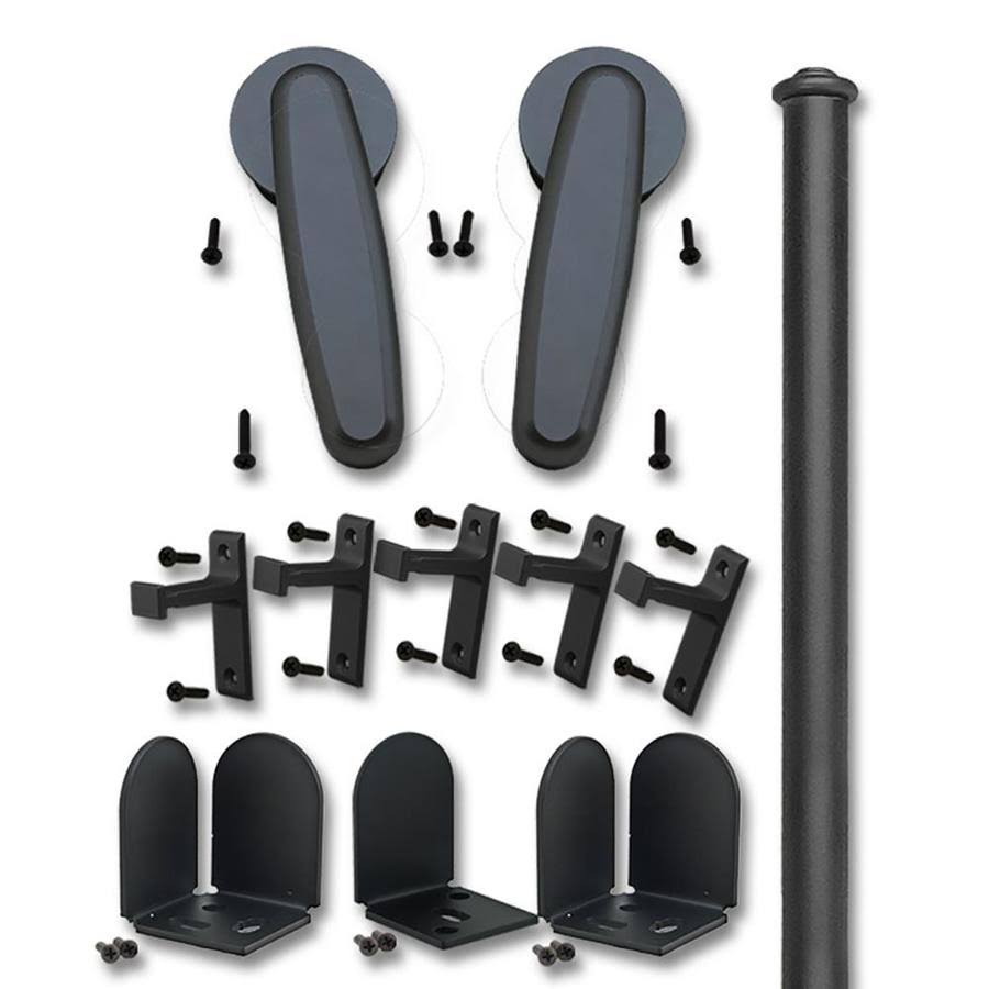 Quiet Glide 72 in. Vista Black Sliding Barn Door Round Track and Hardware Kit