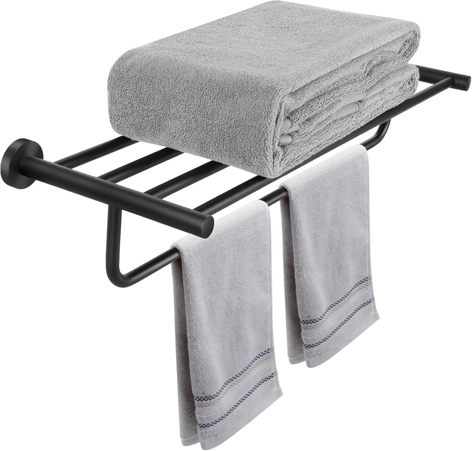 MOLOJOK Towel Shelf for Bathroom,Wall Mounted Stainless Steel Bathroom Bath Towel Shelf,24-Inch 304 Stainless Steel Matte Black